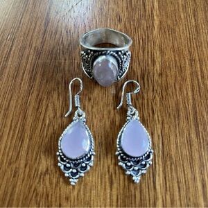 Rose Quartz Gemstone Handmade 925 Sterling Silver Jewelry Dangle Earrings
